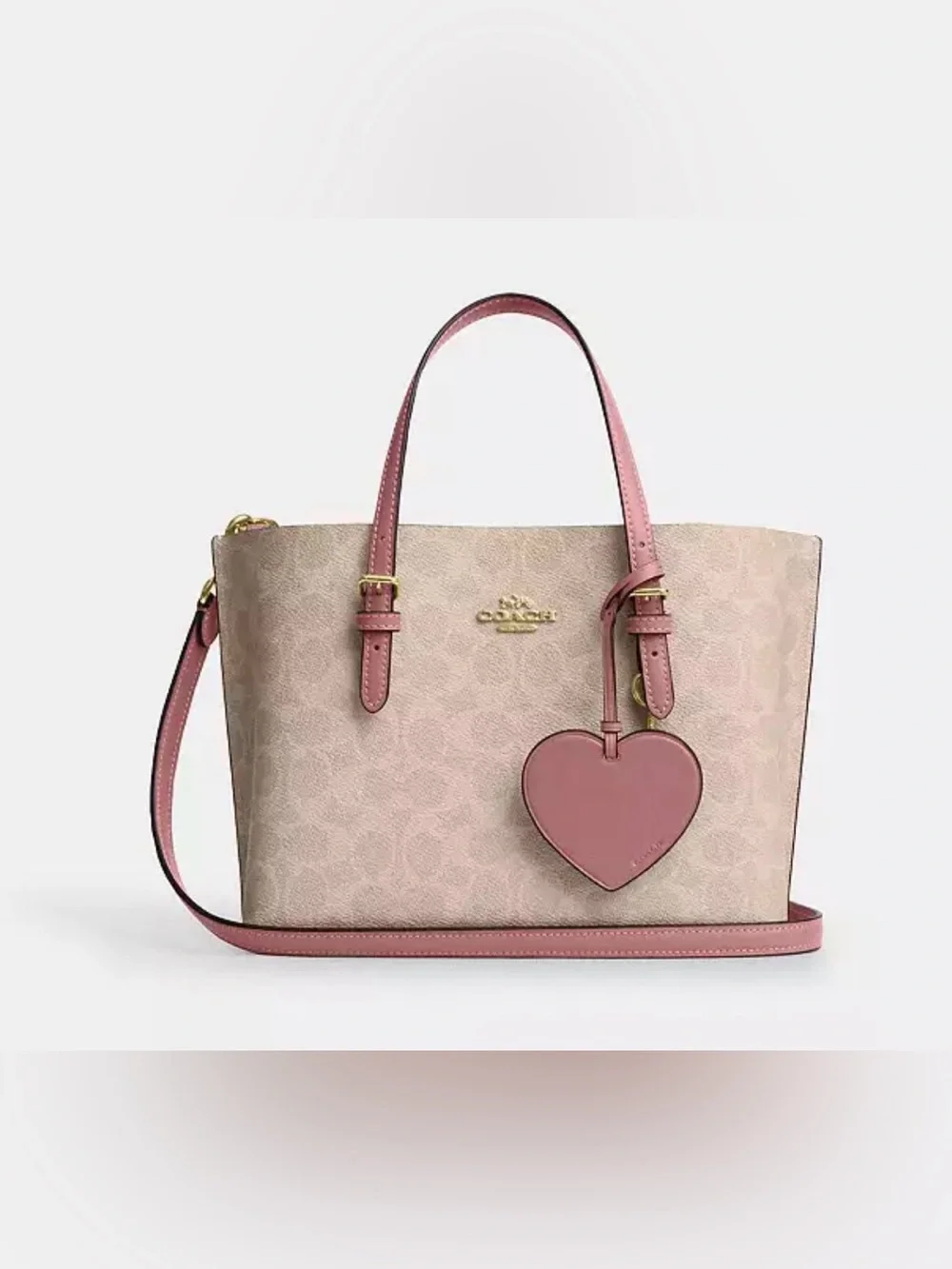 Coach Mollie Tote Bag 25 In Signature Canvas With Heart Charm. New no tag